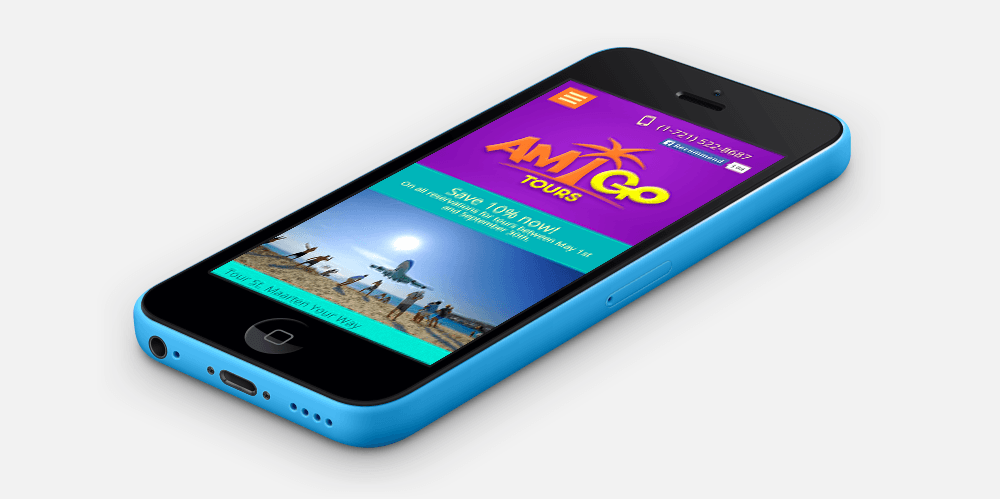 Amigo Tours Website seen on a mobile