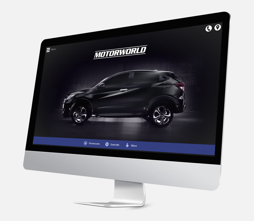 Motorworld's Website on a laptop