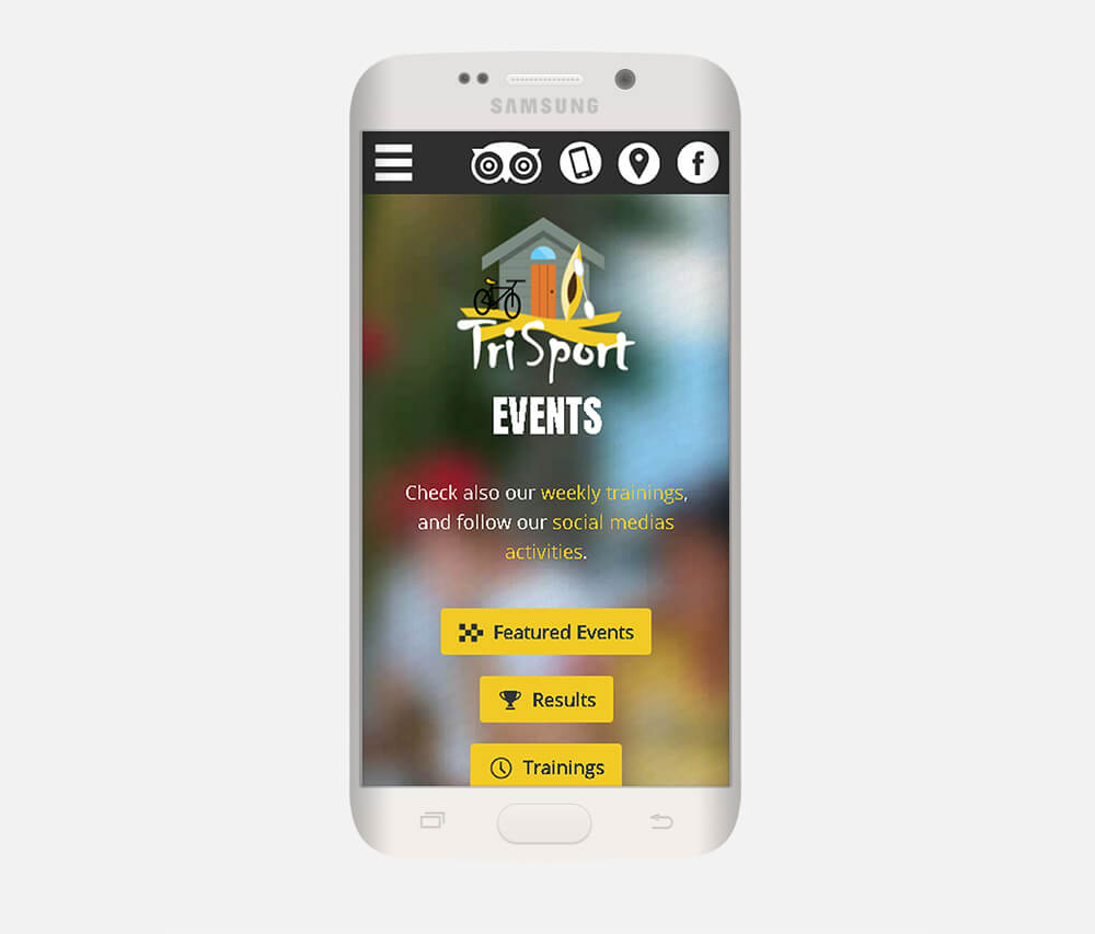 Trisport's Website seen on a mobile